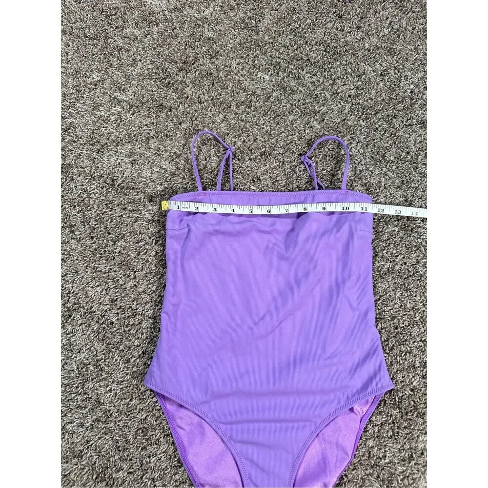 triangl swimwear lavender purple ribbed one piece swimsuit square neckline XS